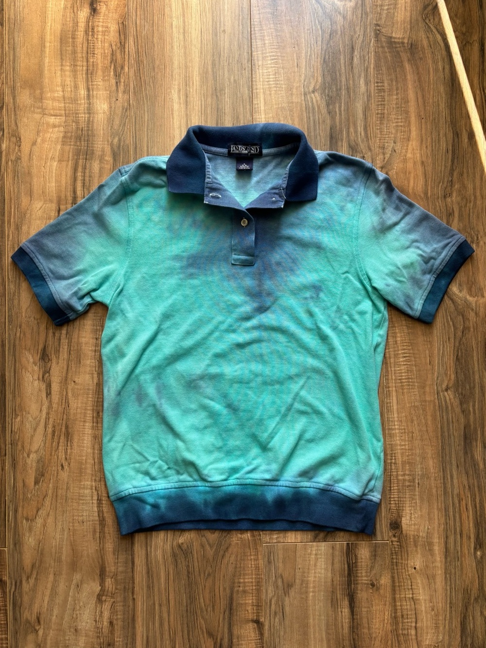 Vintage 90s Lands' End Tie-Dye Cloud Polo Shirt 100% Cotton. Youth S (6-8) / Fit